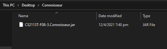 Figure 2 - Copying connoisseur.jar into a folder